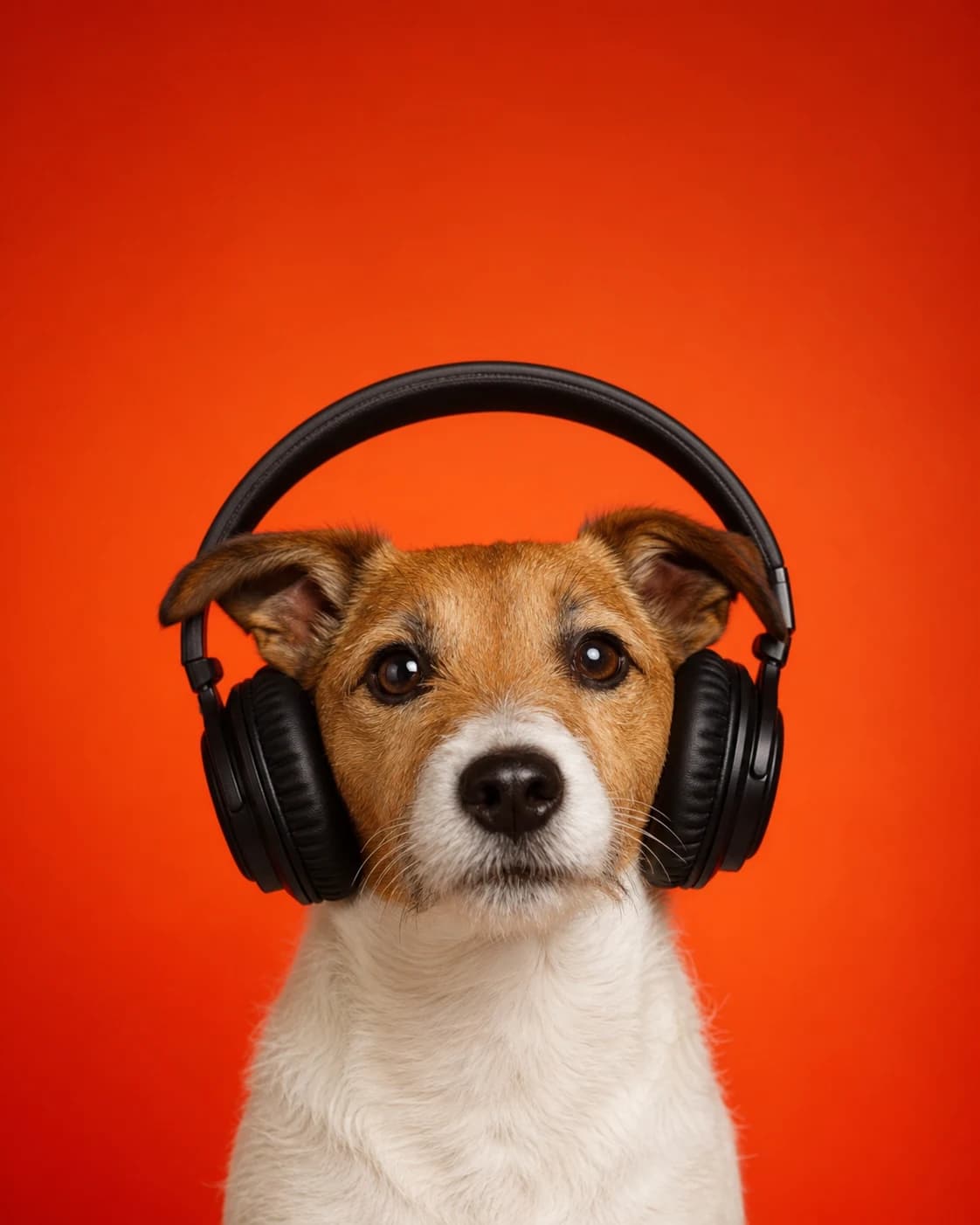 Perro con audífonos